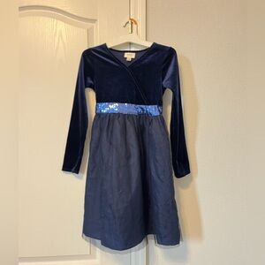 The Children’s Place Girl’s Size 10 Blue Velvet and Tulle Flare Holiday Dress